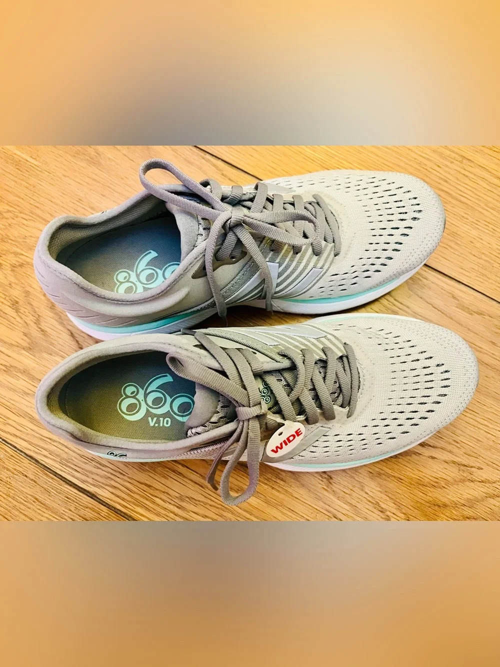 New Balance Women's Gray Athletic Running Sneakers with Mint Accent